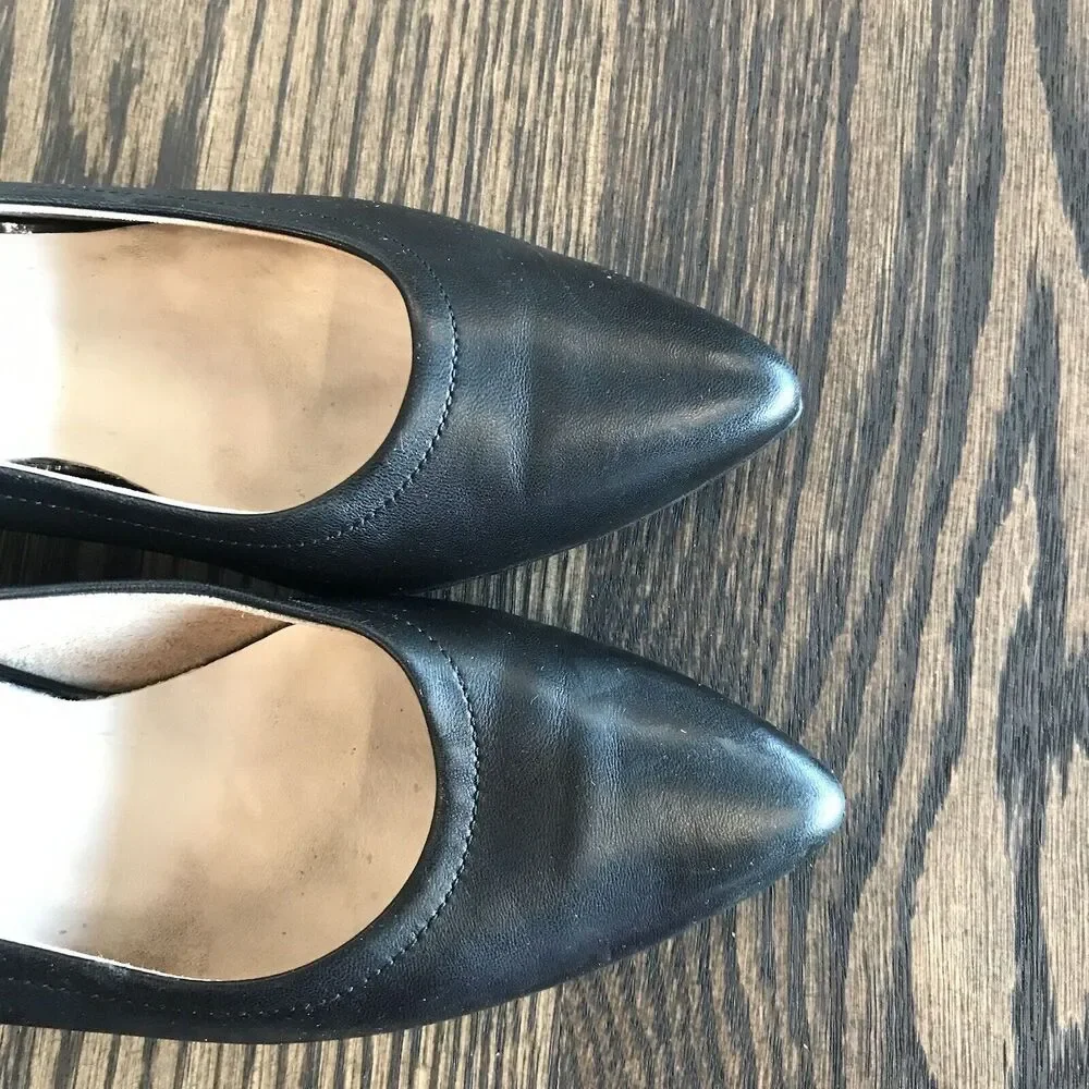 Paul Green Kami Black Soft Leather Block‎ Mid Heel Pointed Toe UK 5.5 US 8